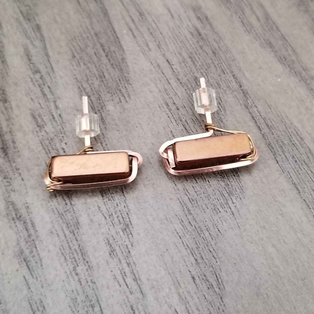 Sarah Briggs Rose Gold stone stud earrings